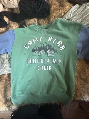 Parks Project Green Crewneck Sweatshirt with Light Blue Sleeves